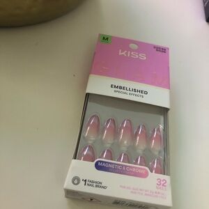 KISS Glam Pink and Chrome Embellished Nails